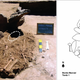Left: The burial pit with the skeletal remains. The annotated circle shows where the mask was found. Right: A drawing of the site. (Image: L. I. Cortés et al., 2017/Antiquity)